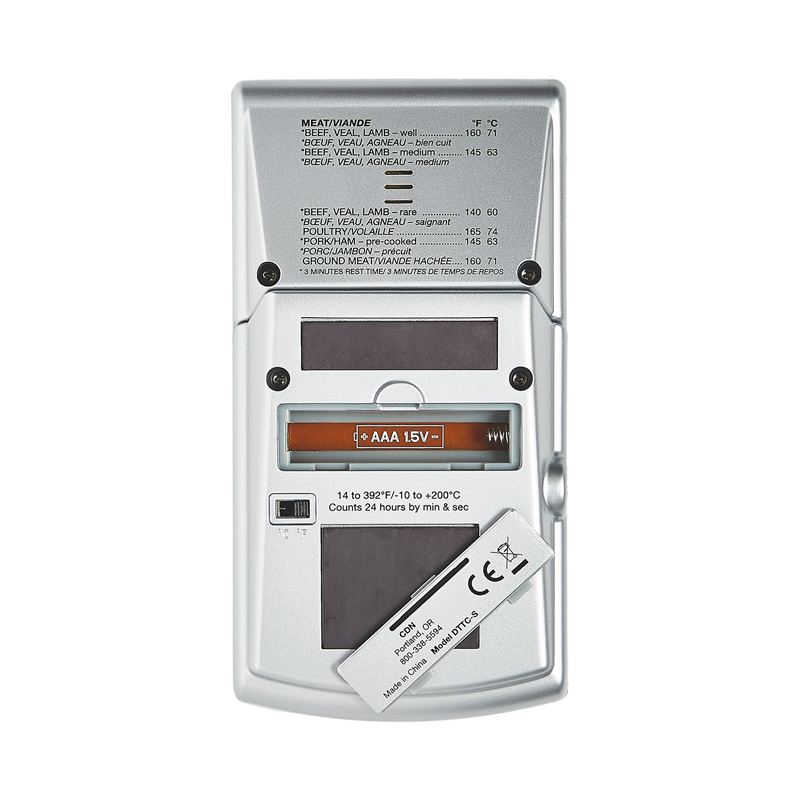 CDN Combo Probe Thermometer, Timer & Clock - Silver