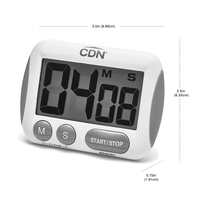 CDN TM15 Kitchen Timer, Extra Large Big Digits, Loud Alarm, Magnetic  Backing, Stand- White 